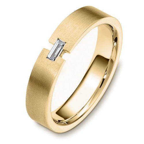 18k Yellow Gold 18k Yellow Gold Men's Brushed Diamond Band - Three-Quarter View -  481