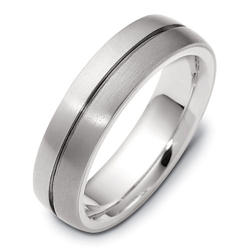 18k White Gold And 18K Gold Men's Brushed Band - Three-Quarter View -  441
