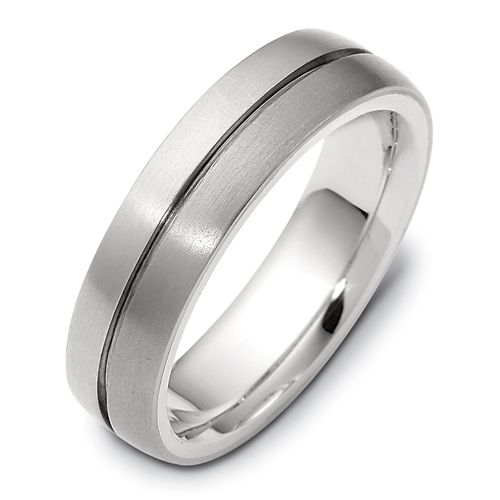 Men's Brushed 18k White Gold and Titanium Band - Image