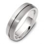 18k White Gold And 18K Gold Men's Brushed Band - Three-Quarter View -  441 - Thumbnail