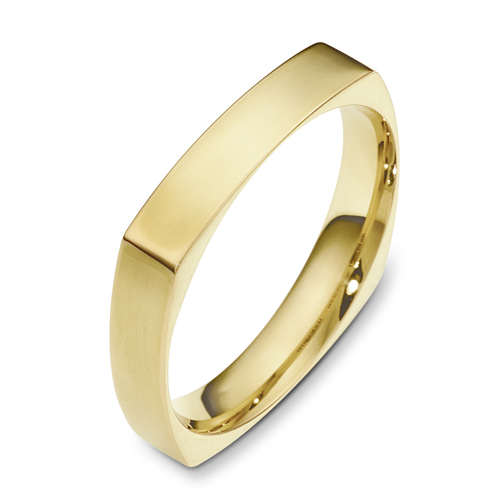 Men's Brushed 18k Yellow Gold Band - front perspective