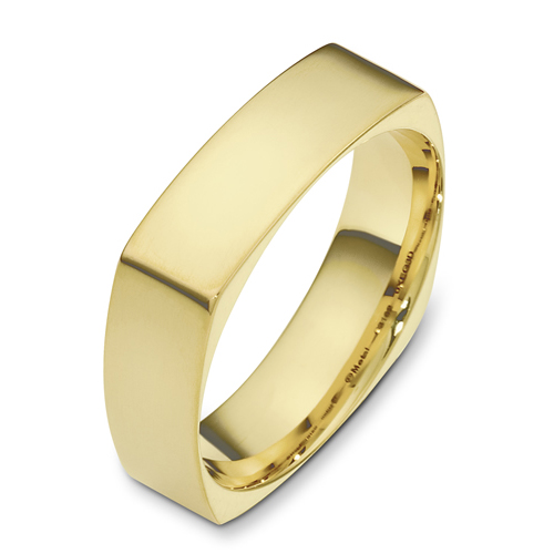 Men's Brushed 18k Yellow Gold Band - front perspective