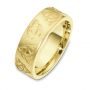 14k Yellow Gold Men's Brushed Engraved Band - Three-Quarter View -  333 - Thumbnail