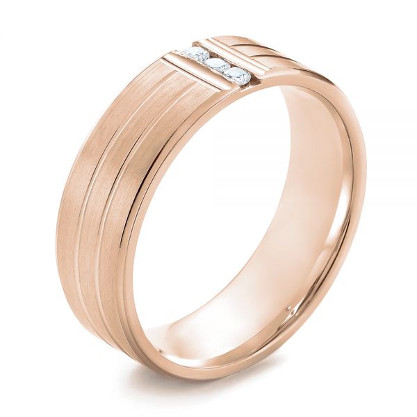 Men's Brushed Finish Diamond Wedding Band - Image