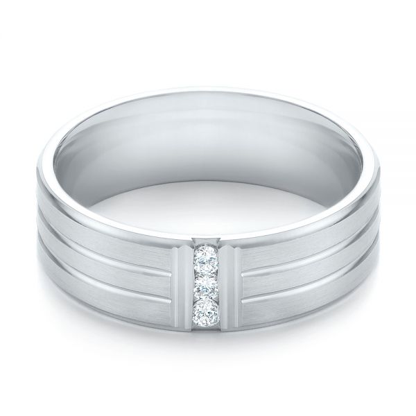Men's Brushed Finish Diamond Wedding Band - Flat View - 103974