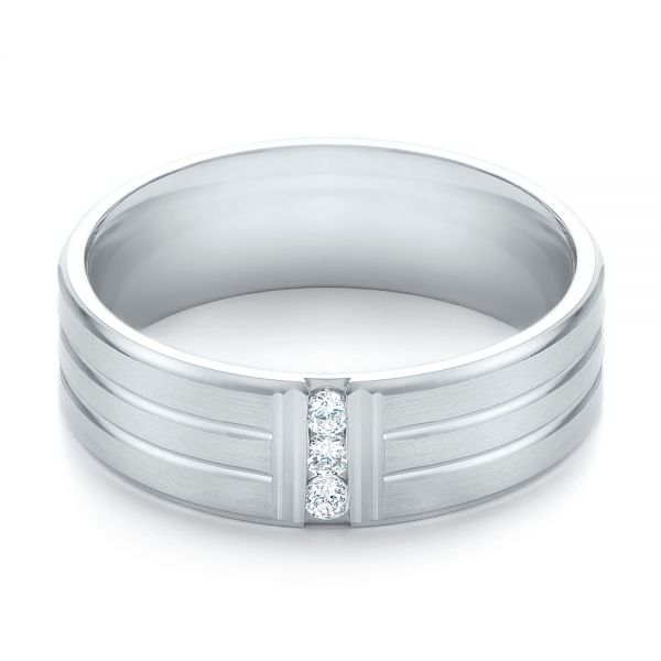 Men's Brushed Finish Diamond Wedding Band - Flat View -  103974