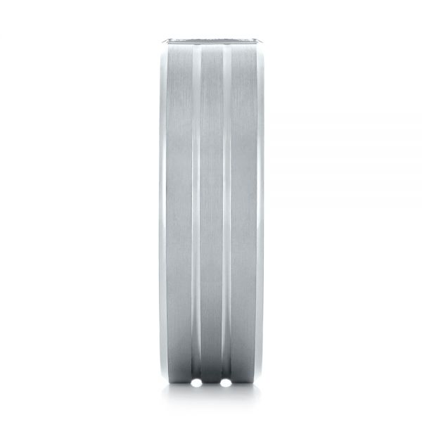 Men's Brushed Finish Diamond Wedding Band - Side View - 103974