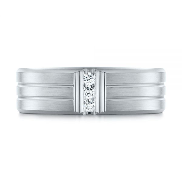 Men's Brushed Finish Diamond Wedding Band - Top View - 103974