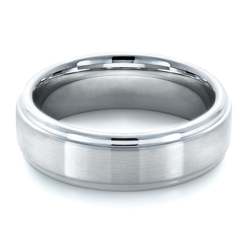 Men's Brushed Tungsten Ring - Flat View -  1358