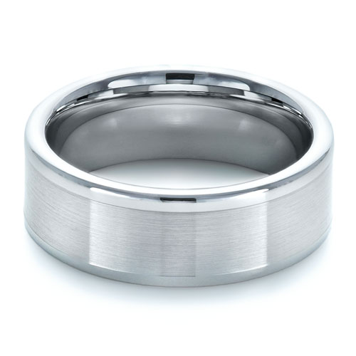 Men's Brushed Tungsten Ring - Flat View -  1361