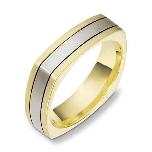 Men's Brushed Two-Tone Gold Band - front perspective