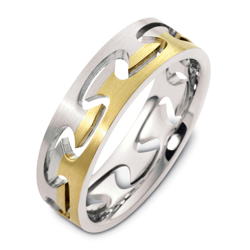 Men's Brushed Two-Tone Gold Band - front perspective