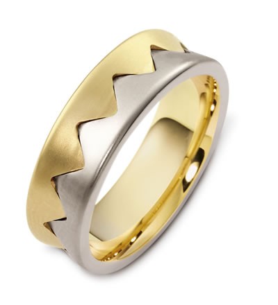 Men's Brushed Two-Tone Gold Band - front perspective
