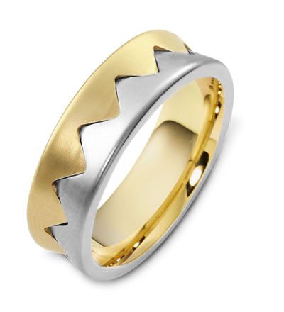 Men's Brushed Two-Tone Gold Band - Image