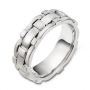 14k White Gold Men's Brushed Woven Band - Three-Quarter View -  413 - Thumbnail