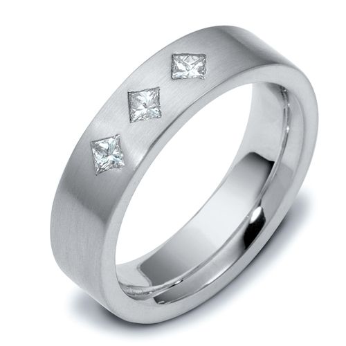  Platinum Platinum Men's Brushed Diamond Band - Three-Quarter View -  459