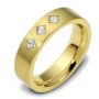 18k Yellow Gold Men's Brushed Diamond Band - Three-Quarter View -  459 - Thumbnail