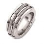 14k White Gold Men's Cable Band - Three-Quarter View -  308 - Thumbnail