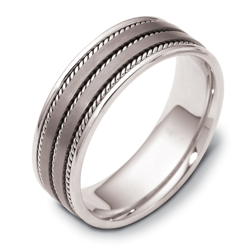 ... Men's Wedding Bands â€º Men's Cable 18k White Gold and Titanium Band