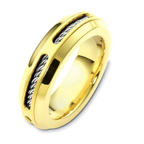 Men's Cable Two-Tone Gold Band - Image