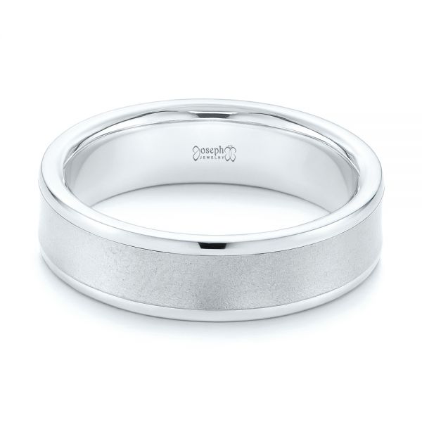 14k White Gold Men's Concave Wedding Band - Flat View -  101629