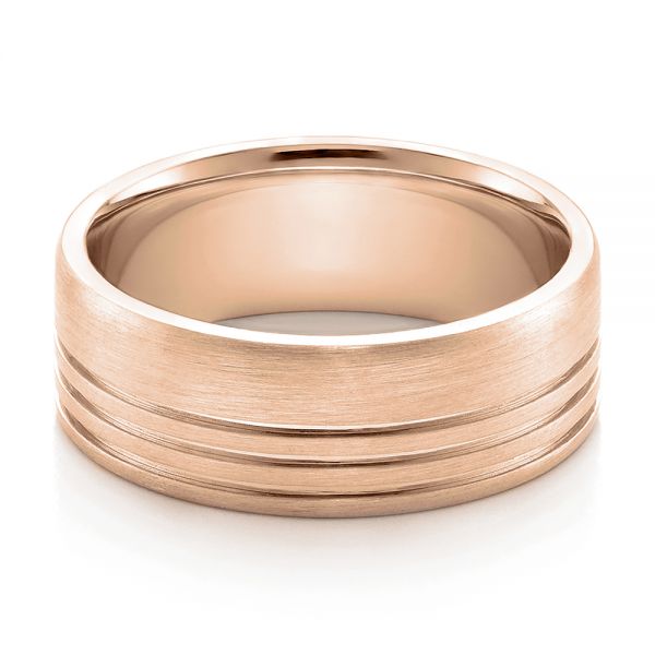 14k Rose Gold 14k Rose Gold Men's Contemporary Brushed Wedding Band - Flat View -  100173