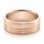 14k Rose Gold 14k Rose Gold Men's Contemporary Brushed Wedding Band - Flat View -  100173 - Thumbnail