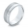 14k White Gold 14k White Gold Men's Contemporary Brushed Wedding Band - Three-Quarter View -  100173 - Thumbnail