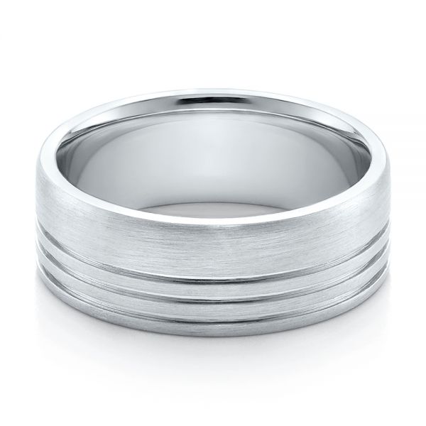  Platinum Platinum Men's Contemporary Brushed Wedding Band - Flat View -  100173