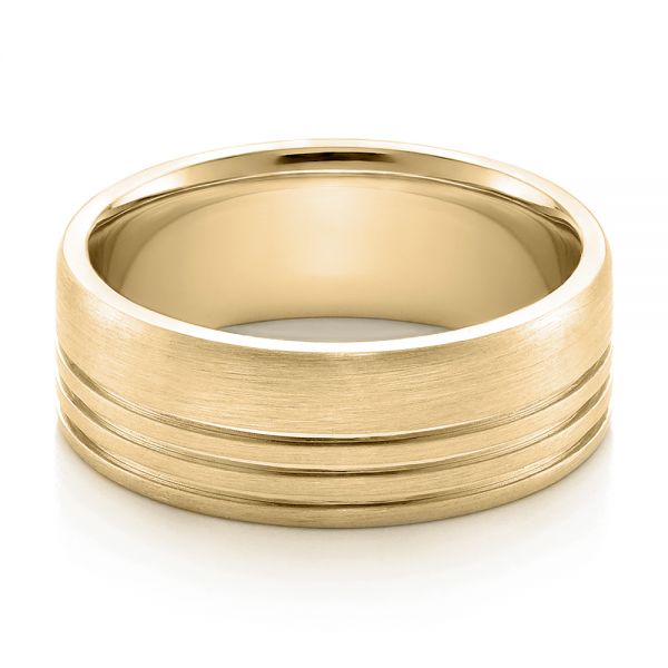 14k Yellow Gold 14k Yellow Gold Men's Contemporary Brushed Wedding Band - Flat View -  100173
