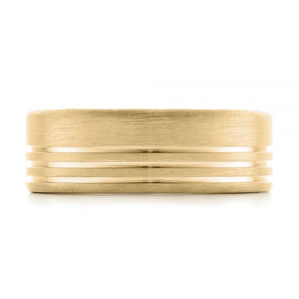 14k Yellow Gold 14k Yellow Gold Men's Contemporary Brushed Wedding Band - Top View -  100173