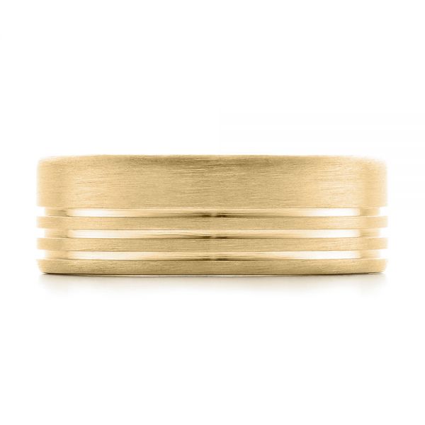 18k Yellow Gold 18k Yellow Gold Men's Contemporary Brushed Wedding Band - Top View -  100173