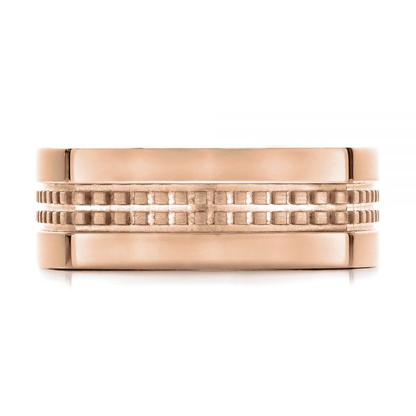 18k Rose Gold 18k Rose Gold Men's Contemporary Wedding Band - Top View -  100167
