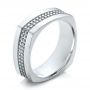 18k White Gold 18k White Gold Men's Contemporary Wedding Band - Three-Quarter View -  100167 - Thumbnail