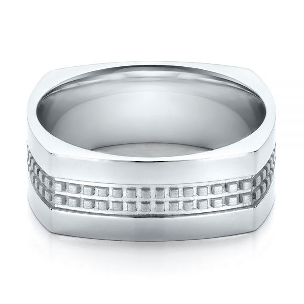 18k White Gold 18k White Gold Men's Contemporary Wedding Band - Flat View -  100167