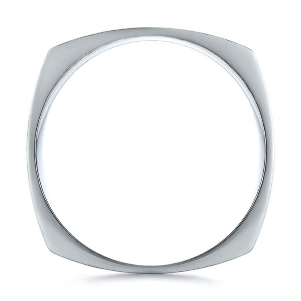 14k White Gold Men's Contemporary Wedding Band - Front View -  100167