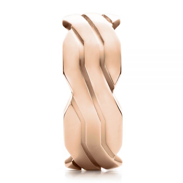 18k Rose Gold 18k Rose Gold Men's Contemporary Woven Wedding Band - Side View - 100122