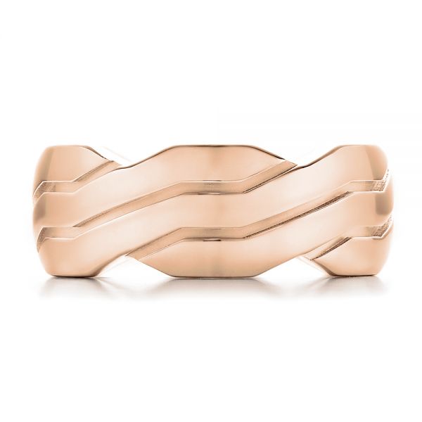 14k Rose Gold 14k Rose Gold Men's Contemporary Woven Wedding Band - Top View -  100122