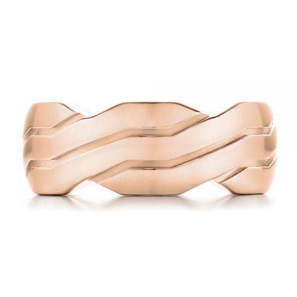 18k Rose Gold 18k Rose Gold Men's Contemporary Woven Wedding Band - Top View - 100122