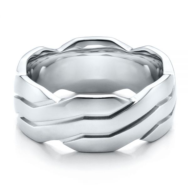  Platinum Platinum Men's Contemporary Woven Wedding Band - Flat View -  100122