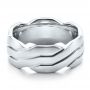 18k White Gold Men's Contemporary Woven Wedding Band - Flat View -  100122 - Thumbnail