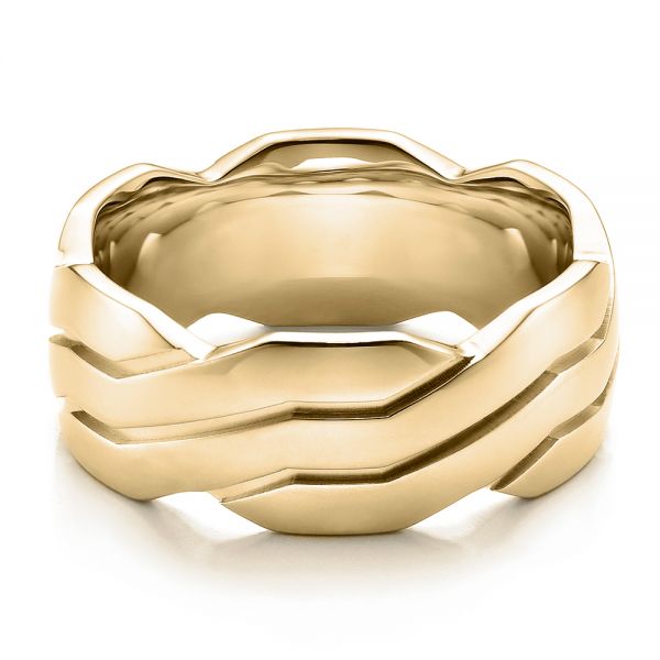 18k Yellow Gold 18k Yellow Gold Men's Contemporary Woven Wedding Band - Flat View - 100122