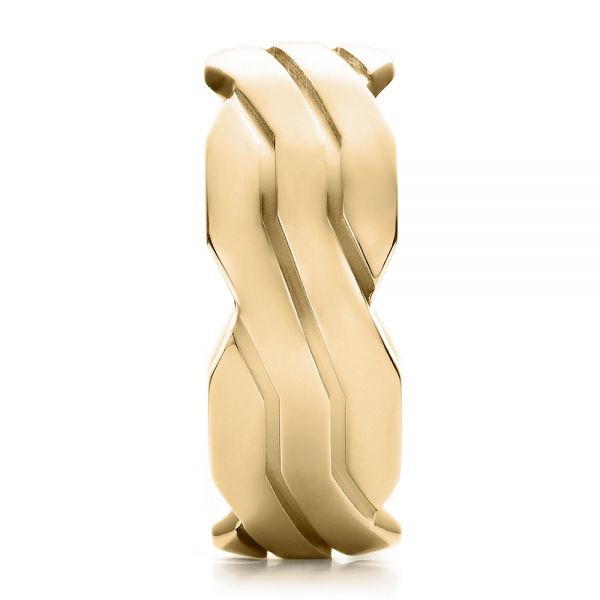 18k Yellow Gold 18k Yellow Gold Men's Contemporary Woven Wedding Band - Side View - 100122