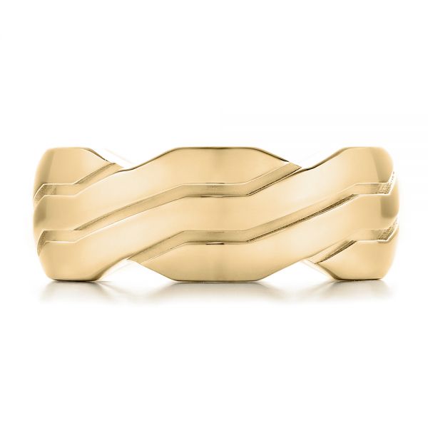 18k Yellow Gold 18k Yellow Gold Men's Contemporary Woven Wedding Band - Top View -  100122