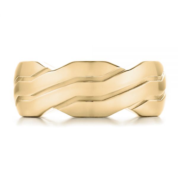 18k Yellow Gold 18k Yellow Gold Men's Contemporary Woven Wedding Band - Top View - 100122