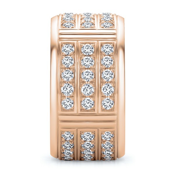 14k Rose Gold 14k Rose Gold Men's Custom Diamond Wedding Band - Side View -  108159