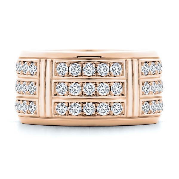 14k Rose Gold 14k Rose Gold Men's Custom Diamond Wedding Band - Top View -  108159