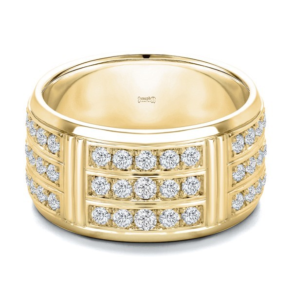 14k Yellow Gold 14k Yellow Gold Men's Custom Diamond Wedding Band - Flat View -  108159