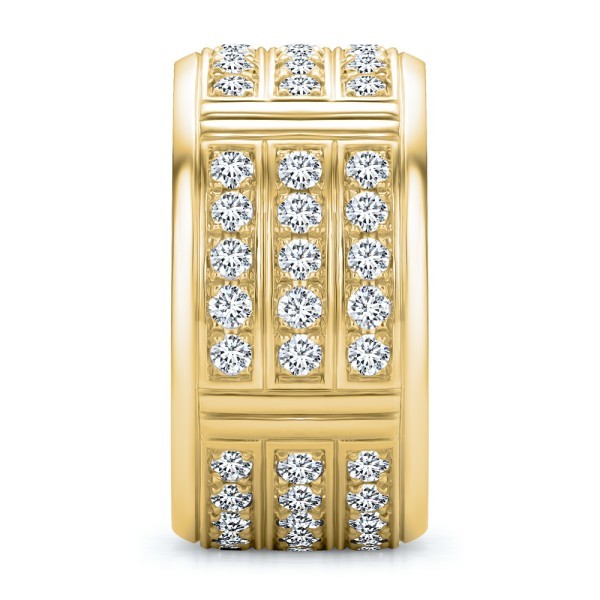 14k Yellow Gold 14k Yellow Gold Men's Custom Diamond Wedding Band - Side View -  108159