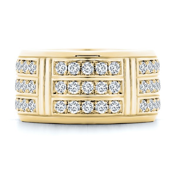 14k Yellow Gold 14k Yellow Gold Men's Custom Diamond Wedding Band - Top View -  108159